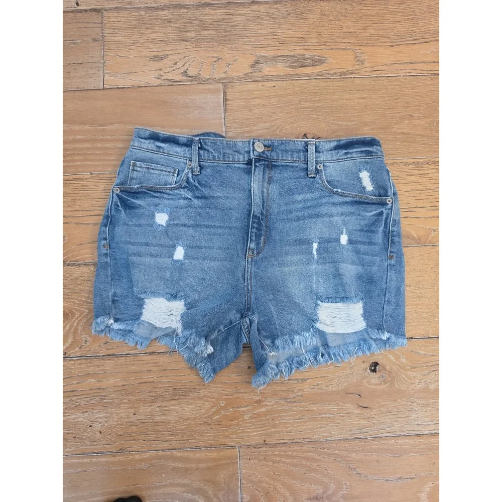 Women's 17 Distressed Denim Jean Shorts Frayed Hem Mudd flx stretch high rise